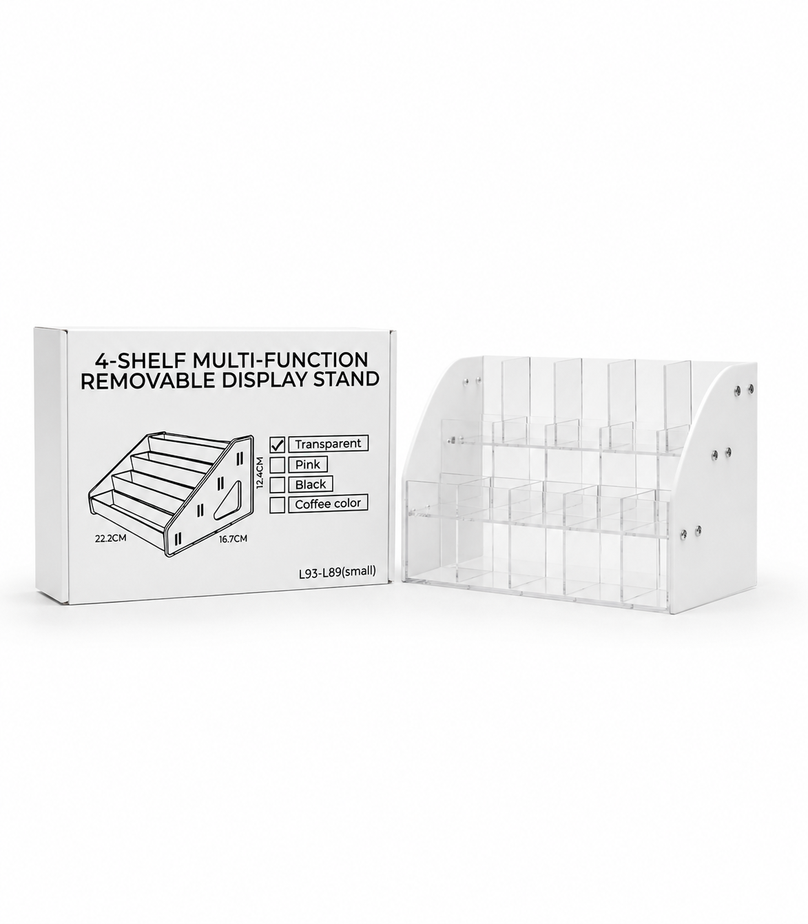5e77faf6-9546-4056-8777-e0207a61876c 4 shelf multi function removable display stand - small - Image 1