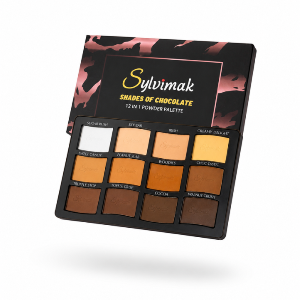 Sylvimak shades of chocolate 12 in 1 powder palette