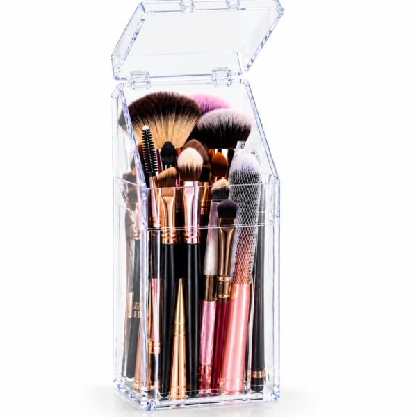 Acrylic brush holder with cover